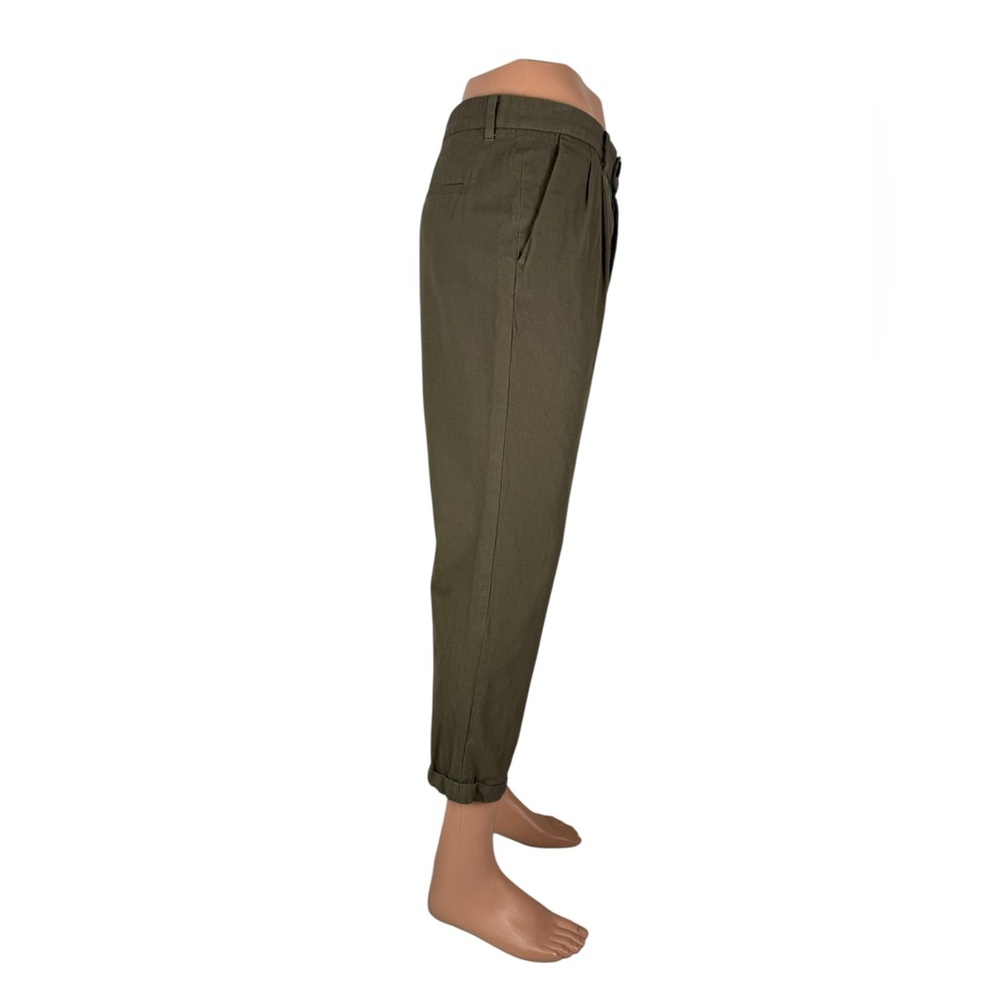Allsaints Mens 32 X 25 Pants Tallis Pleated Cropped Trouser Green Cotton Wool - Picture 6 of 13